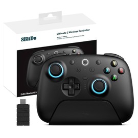 8Bitdo Ultimate 2 Wireless 2.4G Controller (TMR Joystick Update), Star-Ring RGB Lights, Adjustable Trigger Locks, Gamepad with Charging Dock for Windows PC, Android (Black)