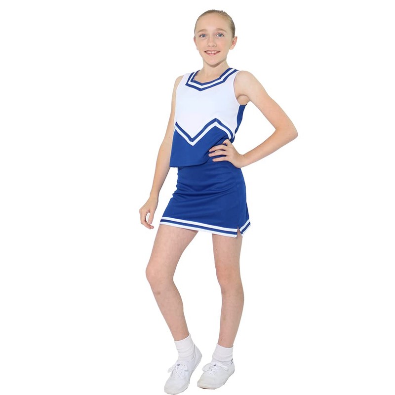 Danzcue - Falda de uniforme para niños, Azul real/Blanco, Small