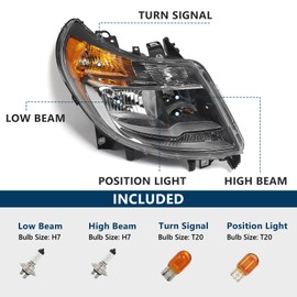 KACHIR 2014-2022 Headlight Assembly for Ram ProMaster 1500 2500 3500 Cargo Van 2014-2022 Halogen Headlamp with DRL Left Driver Side LH 68154589AK CH2502291