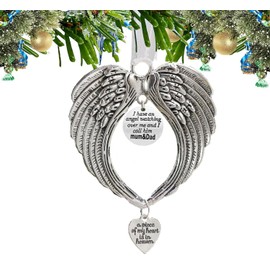 LYPER Loss of mum & dad Gift Angel Wings Memorial Christmas Ornaments, Sympathy Gifts - I Have a Angel Watching Over Me I Call -A Piece of My Heart Is in Heaven Christmas Decorations for Loved One
