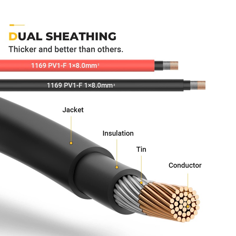 BougeRV Cable de extensión solar de 6 pies 8AWG con
