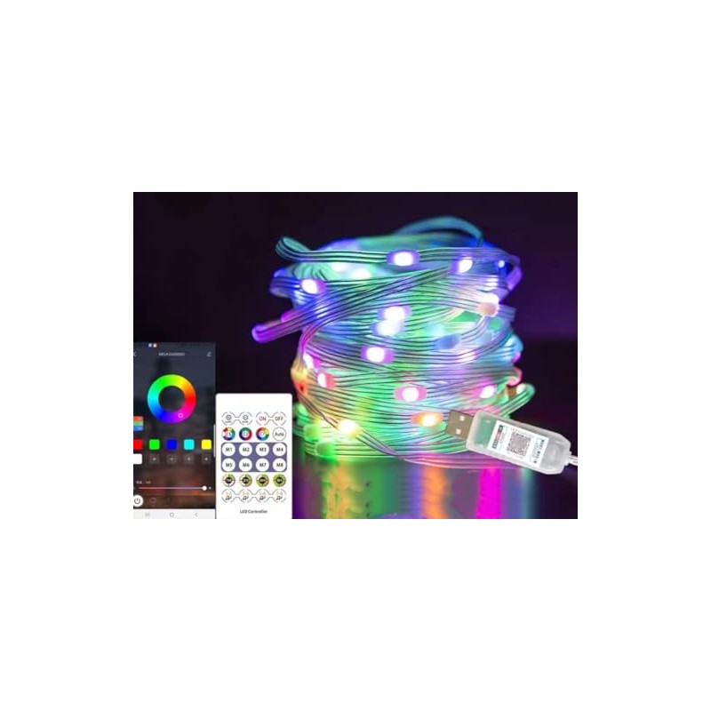 RIKOLOL Voice-Activated Music String Lights 5V 2m/78 20 LEDs USB