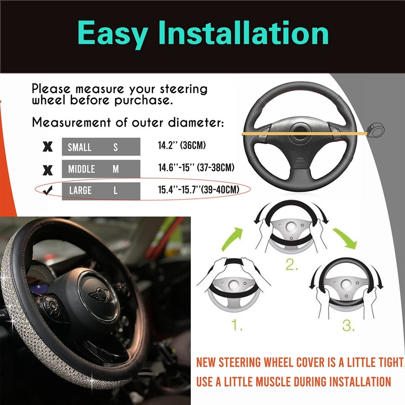 PINCTROT Large Size Bling Comfy Steering Wheel Cover with Jumbo