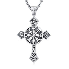 MEDWISE Kreuz Kette 925 Sterling Silber ViKing Keltisches Halskette Wikinger Anhänger Keltischer Vintage Anhänger Schmuck für Herren Männer Damen Geschenke