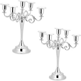 Candelabro de 3 Brazos de Metal, Portavelas Estilo Europeo Retro para Velas, Centro de Mesa Decorativo para Bodas y Hogar, Plateado