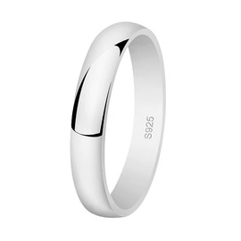 Yaneno 4mm Solid Unisex 925 Sterling Silver Highly Polished Engagement Band Wedding Ring (M)