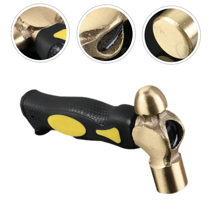 TEHAUX Handle Brass Stamping Hammer Jewelry Making Tool with Round