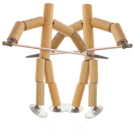 CORHAD 2 Sets Bamboo Puppet Pk Game Educational Indoor Desktop Fighting Doll Kit for Family Fun Birthday Parties Festivals Made of Bamboo Material