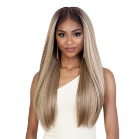Motown Tress Ultra HD Invisible Lace Front Wig Glueless Y-Part LUHD1.Gem (Off Black 1B)
