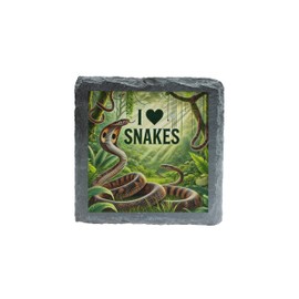 I Love Snakes Slate Coaster – Jungle-Inspired Reptile Lover's Decor – Unique Wildlife Gift (slco-kf25-lovesnakeskvd)