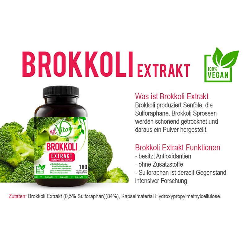 Mein Vita Broccoli Extract 1000 mg (Daily Serving – Hochdosiert – 100% Vegan Capsules – Pack of