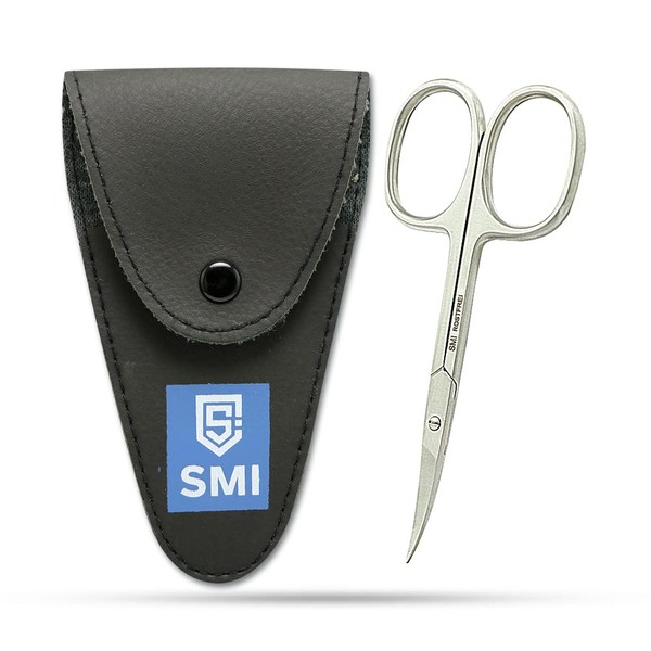 SMI Cuticle Scissors Curved Nail Scissors Extra Fine Cuticle Remover Manicure Scissors Eyebrow Scissors Fingernail Scissors Stainless Steel with Case