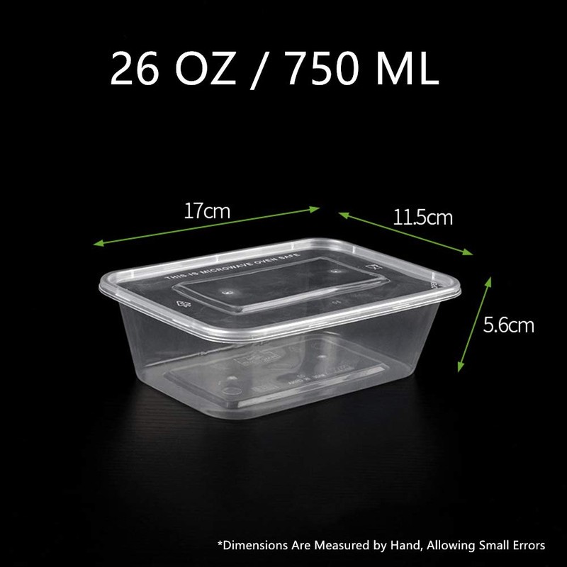 HOMEE Meal Prep Containers, 50 Pack- 26oz Plastic Storage Food