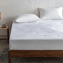 Simple&Opulence Twin Size Mattress Pad Protector, 100% Cotton Top Cooling Breathable Quilted Mattress Cover Fitted Sheet Stretches up to 16 Inches Deep Pocket Non Slip Soft Bedding Pad Topper-White