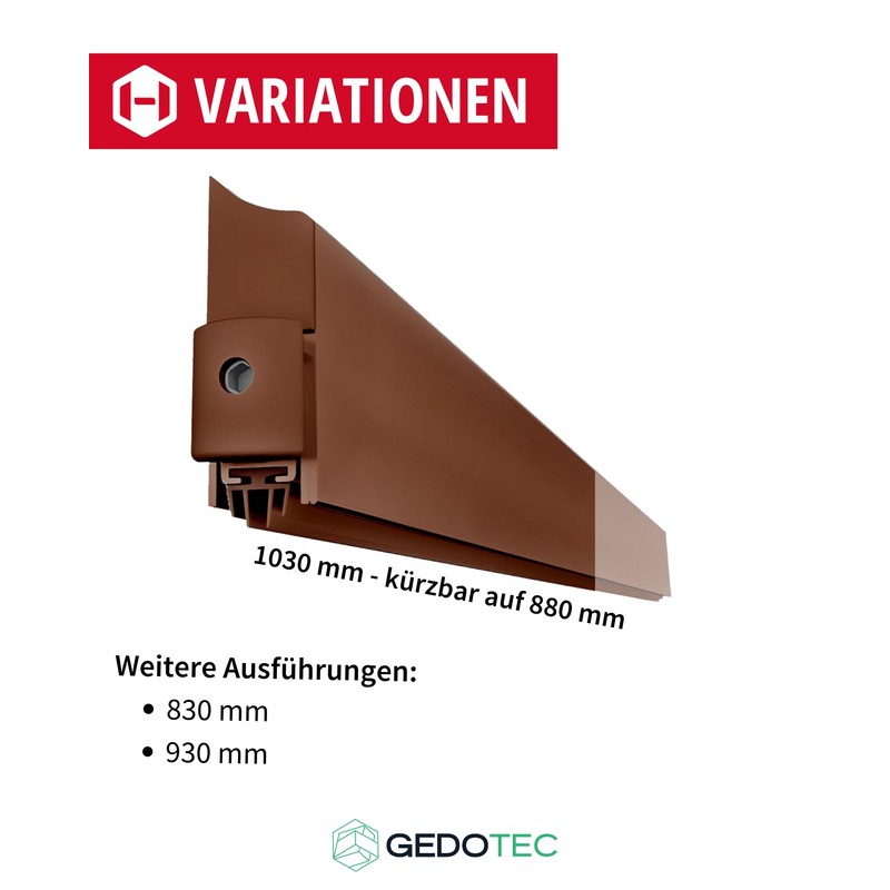 Gedotec Lowerable Floor Seal, Brown, 1 Piece Door Seal Bottom