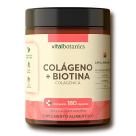 VITAL BOTANICS - Suplemento Alimenticio - Colágeno Hidrolizado Con Biotina - Zinc y Vitaminas A, B5, C, D y E - 180 Cápsulas - Vitaminas Para Mujeres - 6 Meses de Suministro