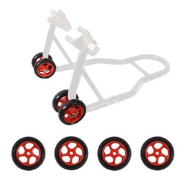 MOTO4U Motorcycle Stand Wheels Replacement for Front Lift Stand Rear Stand Triple Tree Stand Single-sided Swingarm Stand 4PC Tyres Red