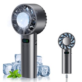 Handy Fan, Equipped with Cooling Plate, Large Airflow, Portable Fan, Cooling Sensation, Handheld Fan, 100 Levels of Air Flow Adjustment, Long Time Operation, Cooler Function, Mini Fan, Heatstroke