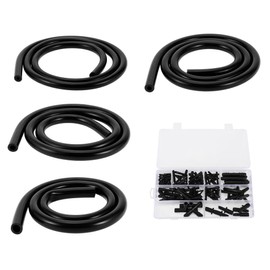 TUCKBOLD Silicone Vacuum Tubing Hose 130PSI Max Pressure Automotive Vacuum Line Black with Vacuum Connector 1 Set 3.3Ft 4/6/8/12mm ID 3mm Thickness