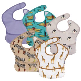 Soarwg Kids Bibs, Baby Bibs, Waterproof Baby Bibs for Boy and Girl, Great Travel Baby Bibs for Eating, Feeding Bibs, 5 Pack