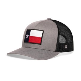 HAKA Texas Flag Hat – Texas Trucker Hat Baseball Cap Snapback Golf Hat (Grey/Black)