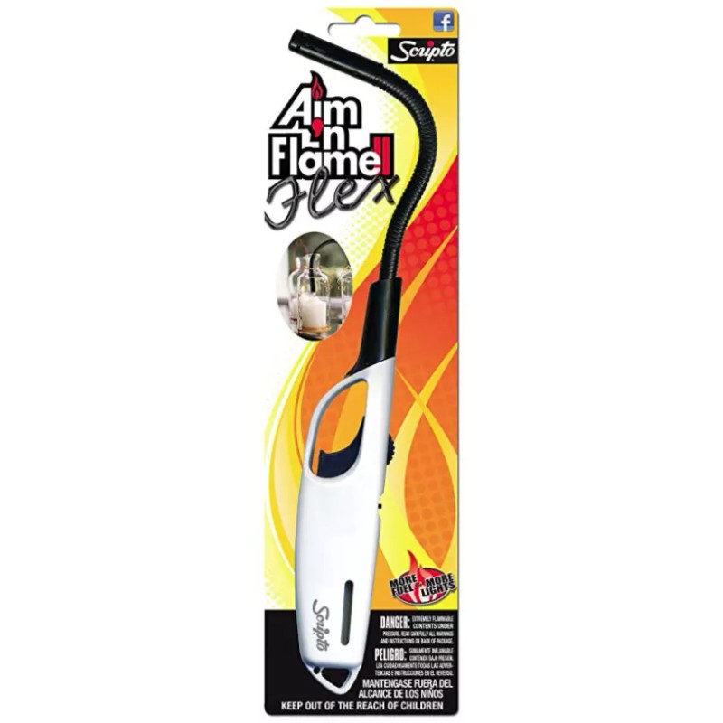 Scripto Flexible Aim n Flame Flex Multi-purpose Lighter White Candle