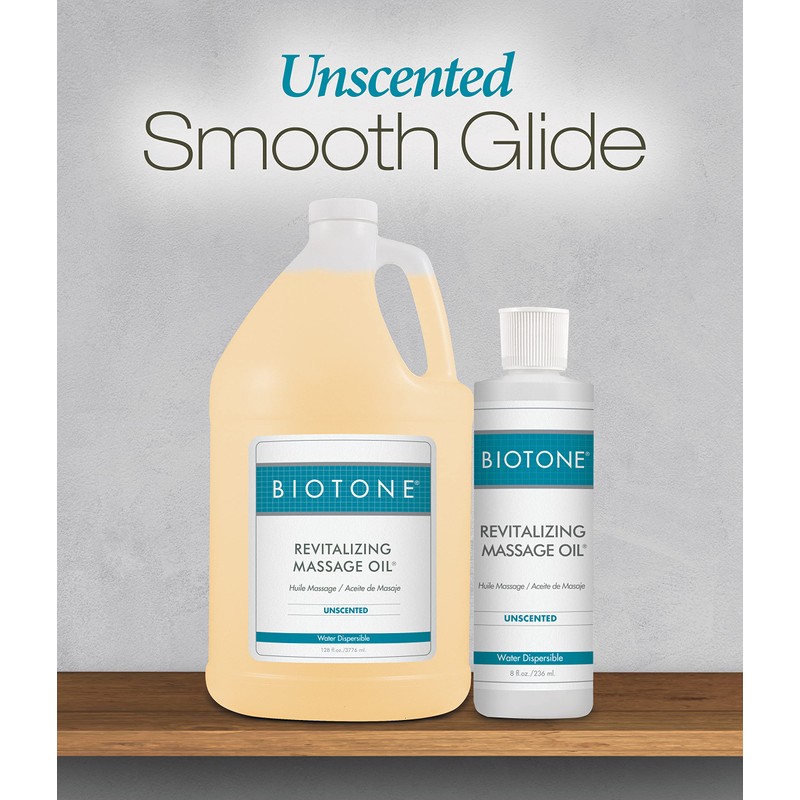 Biotone Revitalizing Unscented Massage Oil, 8 Ounce