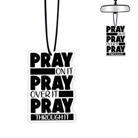 1PCS Car Air Fresheners,Pray on it pray over it Hanging Car Air Fresheners,Car for Cute Mirror Freshener Mirror Scented Hanging Auto Accessories Jesus Decor Interior Home for Women Men Friends