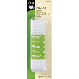 Dritz 9307W Non-Roll Woven Elastic, White, 1-Inch by 1-Yard