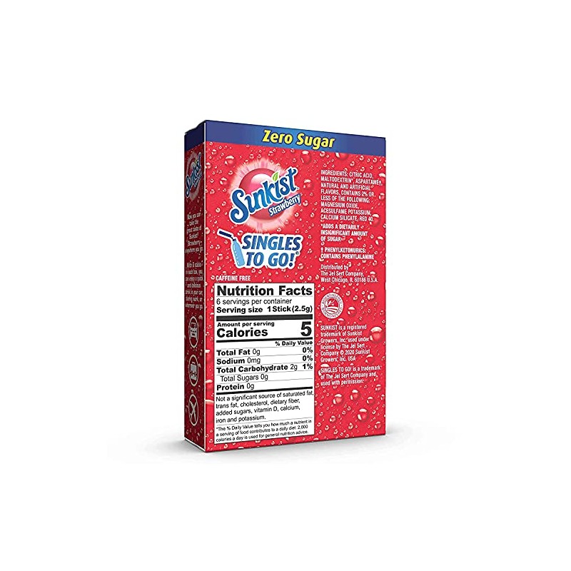 SINGLES TO GO! Sunkist Singles To Go Drink Mix Strawberry,