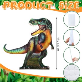 Colingmill 4 ft Life Size Dinosaur Cardboard Standup Cutout Jurassic Birthday Party Decoration Photo Prop PVC Cutout Dinosaur Theme Party Photo Prop for Animal Jurassic Theme Supply(Realistic)