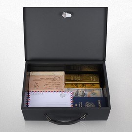 xydled Fire Resistant Safe Fire Safe Box with Key Lock for Home Office Security Storage for Valuables Documents,13.2 x 11 x 4 Inch,Black