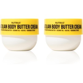 Nutrius Brazilian Body Butter Cream - Crema Brasileña Corporal con Cupuacu, Aceite Coco, Aceite Acai y Guaraná. Rápida Absorción, No Grasosa 177 ml - 2 Pack