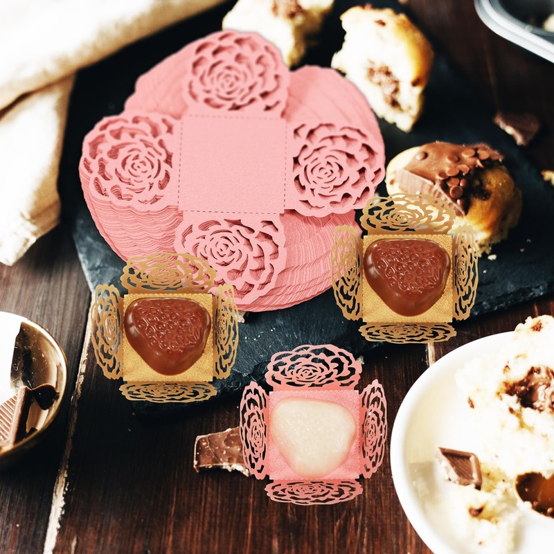 SEWACC 100pcs Truffle Wrappers Liners Mini Cupcake Liners, Paper Chocolate