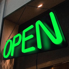 Open Signs for Business,Neon Open Sign Led,20x7 inch with Remote Control,Bright Light Up Sign,Window Door Wall Mounted Bar Coffee Salon Store,12V/2A Horizontal Green