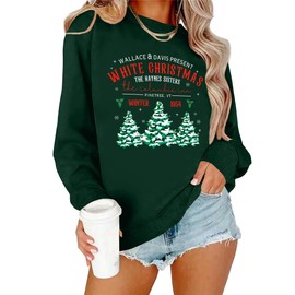 Ithalt Christmas Sweatshirt for Women Christmas Tree Sweatshirts White Christmas Shirts Xmas Holiday Long Sleeve Tops(BGreen, Medium)