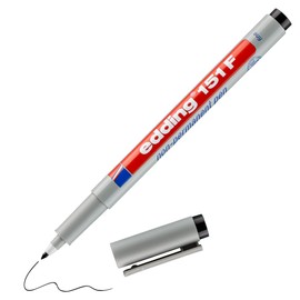 edding 151 F non-permanenter Folienschreiber - schwarz - 1 Stift - Rundspitze 0,6 mm - Stift zum Schreiben auf Glas,Kunststoff,Folien und glatten Oberflächen-schnelltrocknend, mit Wasser korrigierbar
