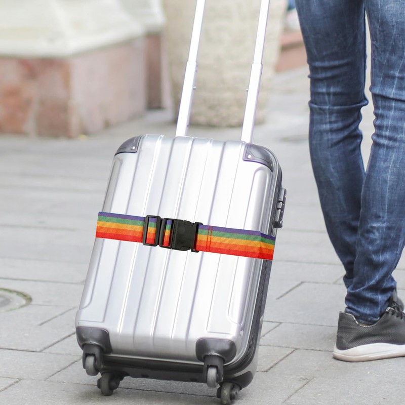 Luckious 4 PCS Universal Luggage Strap - Adjustable Rainbow Travel