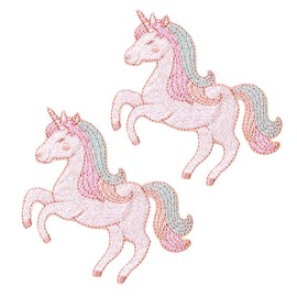 2 Pack Unicorn Patches, Iron On Patches for Backpacks, Hats, DIY Sew on Applique Patch, Vintage Embroidered Patches for Repair Clothes, Jackets, Jeans