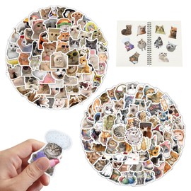 Cat Stickers,200 PCS Kawaii Stickers Set Waterproof Vinyl Stickers Aesthetic Decals for Cat Water Bottle Stickers Fridge Cat Stickers Animal Stickers for Cat Lovers,Phone