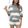 IQSQSQ Women’s Striped 2 Piece Lounge Set Casual Oversized Half-Zip