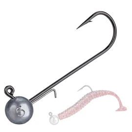 THKFISH Round Jig Heads for Bass Fishing Saltwater Freshwater Long Shank Jig Heads with Bait Holder Fishing Jigs for Bass Pike Trout Walleye 1/6oz 10Pcs