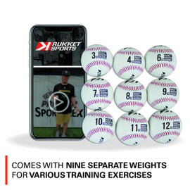 Rukket Weighted Pitching Baseballs, Progression Throwing Balls for Training, Heavy Softballs for Hitting, Batting & Fielding Practice (9 Pack)