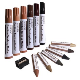 SEISSO Flooring Repair Furniture Repair Crayons Hide and Seek Sticks, 6 Colors, Set of 13, Repair Pens, Floor Repair, Door Repair, Scratch Hide, Pencil Sharpener Included