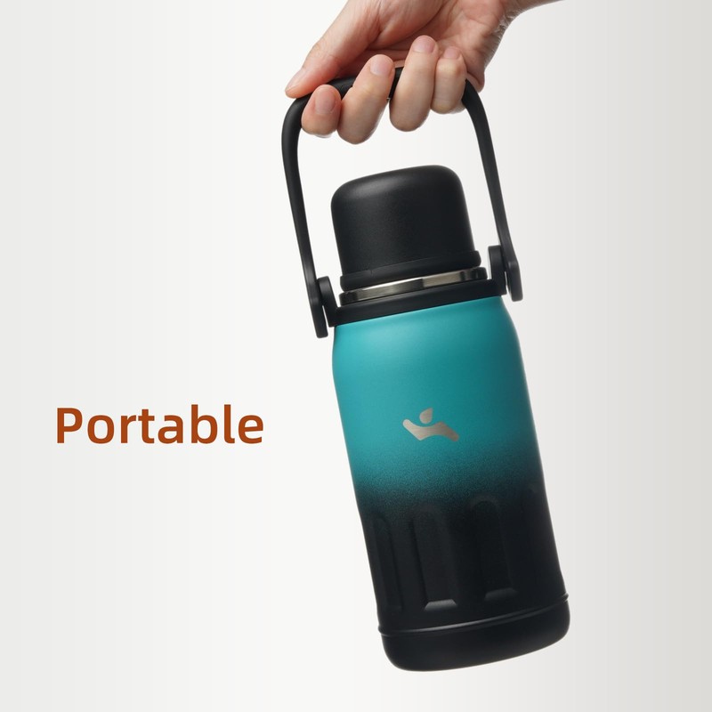 Insulated Water Bottle with Handle and Strap,Vacuum Travel Tumbler with