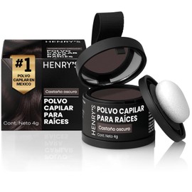 Henrys Polvo para Retocar Raíces Castaño Oscuro 4g, Define Línea del Cabello, Rellena Zonas Escasas, Disimula Caída del Cabello, Aporta Volumen