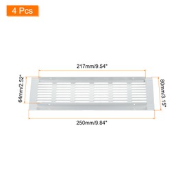 sourcing map Air Vents Cover, 4Pcs 250 x 80mm - Aluminum Alloy Mesh Air Return Vent Cover, Rectangle Louvered Ventilation Grille for Shoe Cabinet Wardrobe (Silver)