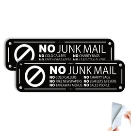 Goodvia No Junk Mail Sticker for Mailbox Small 16x4.5cm Metal Aluminum Retro Black No Soliciting Sign for Home Polite Notice Don't Ring the Bell