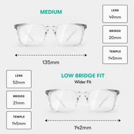Stoggles Rectangle Z87.1 Certified Polycarbonate Low Bridge Fit Safety Glasses, Scratch & Shatter-Proof, Blue-Light & UV Blocking Lens, Top & Side Shields, Anti-Fog, Protective & Stylish Eyewear