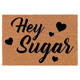 Welcome Doormat Coco Coir Door Mat Hey Sugar Hearts Love (24" x 16")